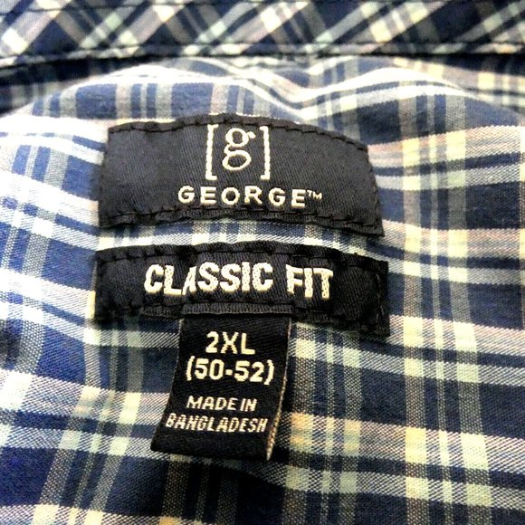 Blue Plaid Shirt Western Cowboy Buttons Short Sleeve George 2XL - Picture 3 of 5